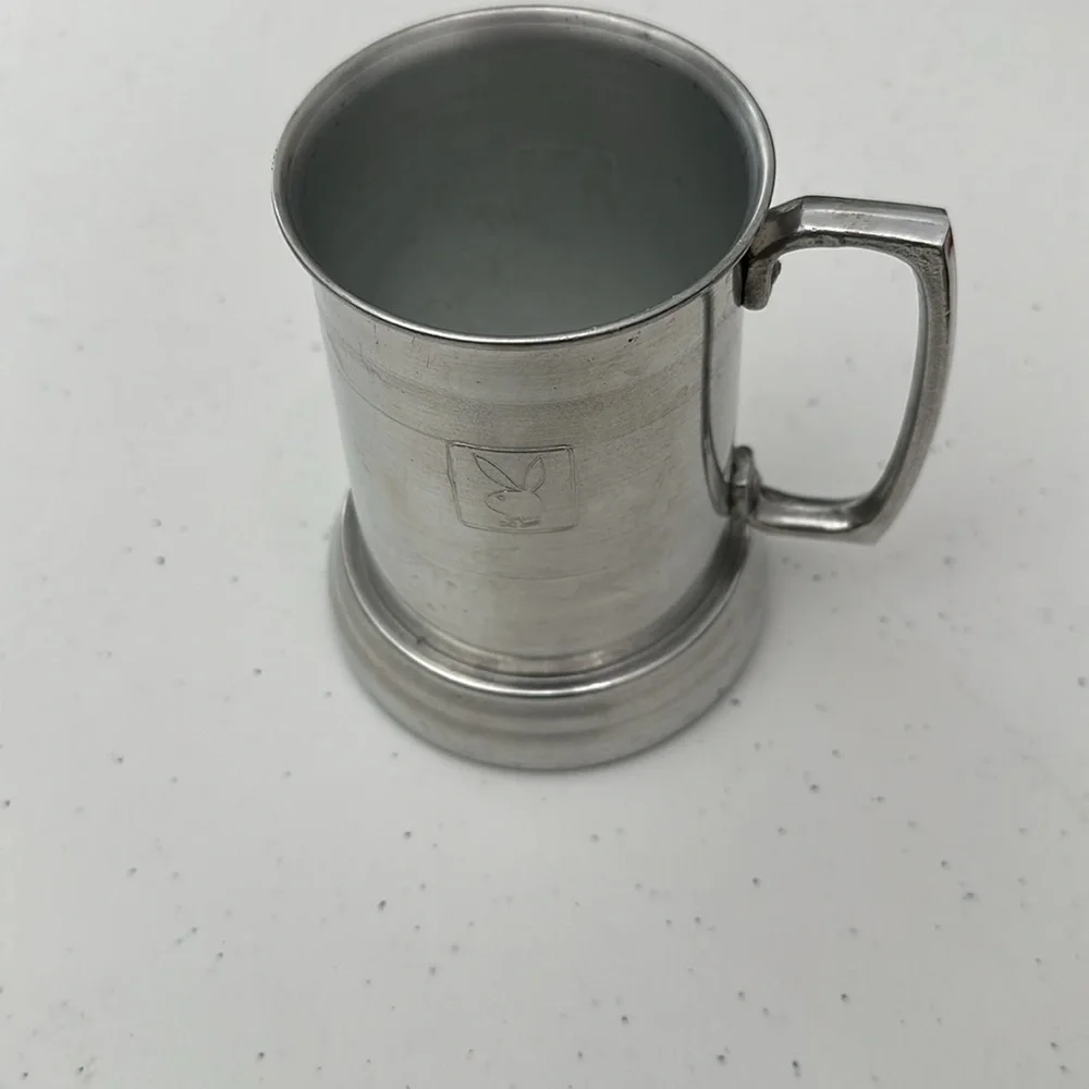 1970’s Playboy Club Vintage Aluminum Beer Mug Stein With Glass Bottom